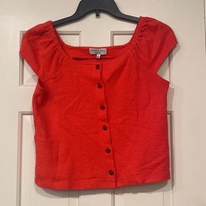 Madewell Texture & Thread Button front top in heirloom rose hot pink